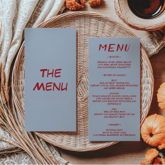 Menu Mariage Minimaliste Moderne