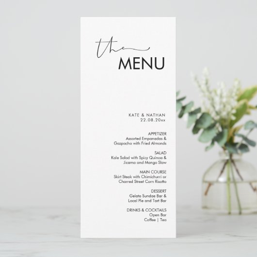 Menu Mariage minimaliste moderne (Debout devant)