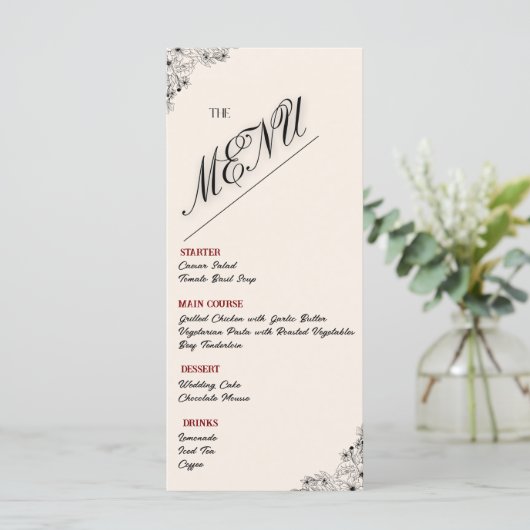 Menu Mariage minimaliste moderne (Debout devant)