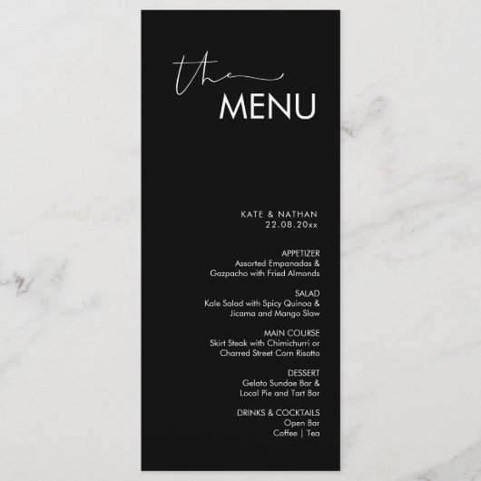 Menu Mariage minimaliste moderne (Devant)