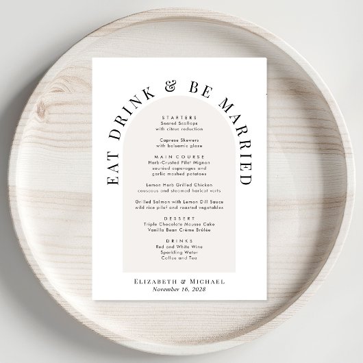 Menu Mariage minimaliste moderne Arch