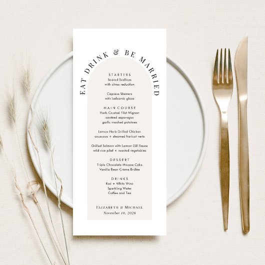 Menu Mariage Minimaliste Moderne Arch