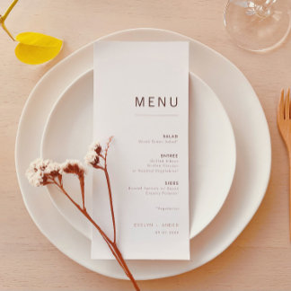 Menu Mariage minimaliste moderne blanc et or