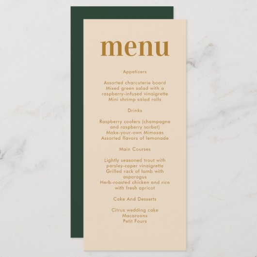 Menu Mariage minimaliste moderne Boho (Devant / Derrière)