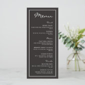 Menu Mariage minimaliste moderne en noir et blanc (Debout devant)