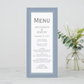 Menu Mariage minimaliste moderne gris bleu poussiéreux (Debout devant)