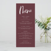Menu Mariage minimaliste moderne Merlot (Debout devant)