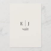 Menu Mariage Minimaliste Moderne Noir & Beige (Dos)