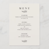 Menu Mariage Minimaliste Moderne Noir & Beige (Devant)