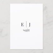 Menu Mariage Minimaliste Moderne Noir & Blanc (Dos)