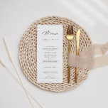 Menu Mariage minimaliste moderne noir blanc élégan<br><div class="desc">Conçu pour coordonner avec pour la collection de Faire-part de mariage "Modern Classic". Pour modifier les détails,  cliquez sur "Personnaliser ce modèle". Voir le lien de collection sur cette page pour voir tous les éléments correspondants dans ce magnifique design ou voir la collection ici : https://bit.ly/3rQMpxU</div>
