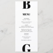 Menu Mariage minimaliste moderne noir et blanc (Devant)
