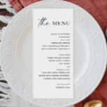 Menu Mariage minimaliste moderne | Noir et blanc<br><div class="desc">Réglez une tonalité épurée pour votre réception avec ce menu minimaliste de mariage noir et blanc. Disposant d'une disposition propre et moderne et d'un style élégant, ce design est adapté aux mariages classiques, monochromes ou à cravate noire. Customisez avec vos choix de repas et associez-le à un décor de table...</div>