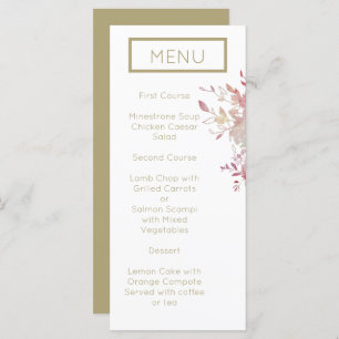 Menu Mariage minimaliste moderne rose et or