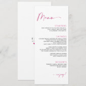 Menu Mariage Minimaliste Moderne Rose Magenta (Devant / Derrière)