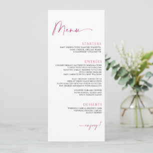 Menu Mariage Minimaliste Moderne Rose Magenta