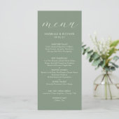 Menu Mariage Minimaliste Moderne Vert Sauge (Debout devant)