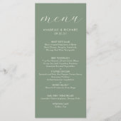 Menu Mariage Minimaliste Moderne Vert Sauge (Devant)