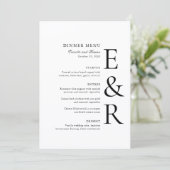 Menu Mariage minimaliste monogramme moderne gras (Debout devant)