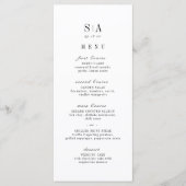 Menu Mariage minimaliste monogramme sophistiqué (Devant)