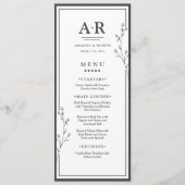 Menu Mariage Minimaliste Noir & Blanc (Devant)