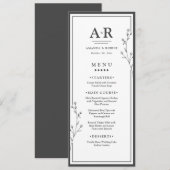 Menu Mariage Minimaliste Noir & Blanc (Devant / Derrière)