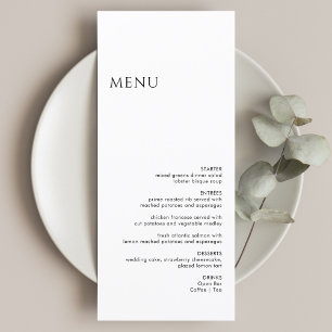 Menu Mariage minimaliste noir et blanc