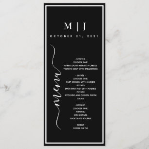 Menu Mariage minimaliste noir et blanc