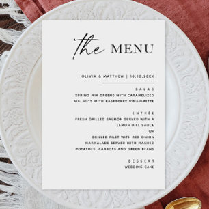 Menu Mariage minimaliste noir et blanc   Élégant