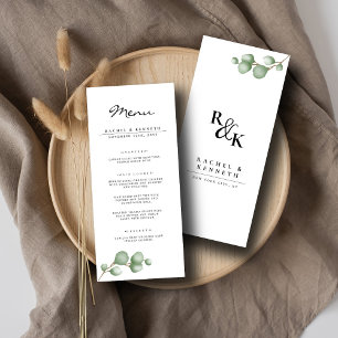 Menu Mariage minimaliste noir et blanc Eucalyptus