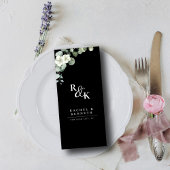 Menu Mariage minimaliste noir et blanc Eucalyptus