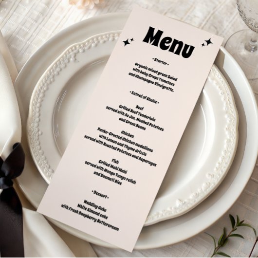 Menu Mariage Minimaliste Rétro Moderne