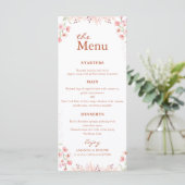 Menu Mariage minimaliste rose floral (Debout devant)