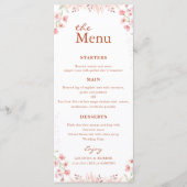 Menu Mariage minimaliste rose floral (Devant)