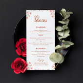 Menu Mariage minimaliste rose floral