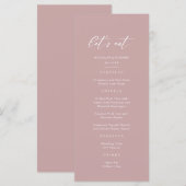 Menu Mariage Minimaliste Rose Mauve (Devant / Derrière)