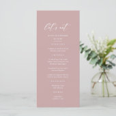 Menu Mariage Minimaliste Rose Mauve (Debout devant)