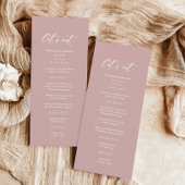Menu Mariage minimaliste rose mauve