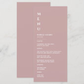 Menu Mariage Minimaliste Rose Poussiéreuse (Devant / Derrière)