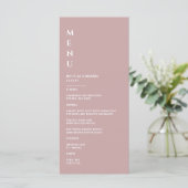 Menu Mariage Minimaliste Rose Poussiéreuse (Debout devant)