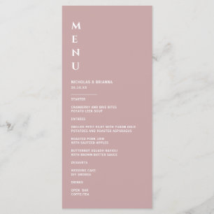 Menu Mariage Minimaliste Rose Poussiéreuse