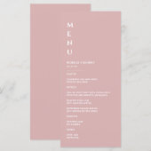 Menu Mariage Minimaliste Rose Poussiéreuse (Devant / Derrière)