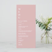 Menu Mariage Minimaliste Rose Poussiéreuse (Debout devant)