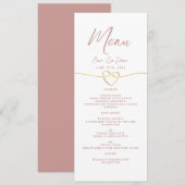 Menu Mariage Minimaliste Rose Poussiéreuse (Devant / Derrière)