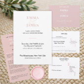 Menu Mariage Minimaliste Rose | QR | Élégant