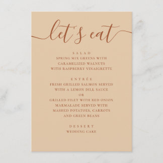 Menu Mariage Minimaliste | Sable de pêche chaud Dîner M