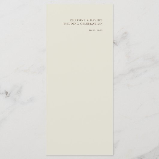 Menu Mariage minimaliste simple (Dos)