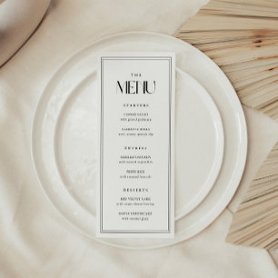 Menu Mariage Minimaliste Typographie Gras Noir & Blanc
