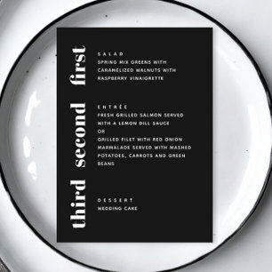 Menu Mariage minimaliste typographie simple moderne noi