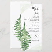 Menu Mariage minimaliste Vert Fern (Devant / Derrière)